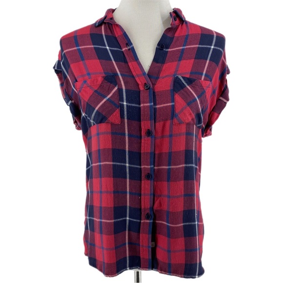 Rails Red & Blue Plaid Button Up Short Sleeve Shirt - Picture 1 of 6